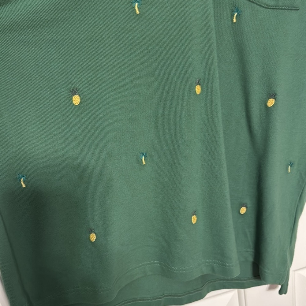 NWT J.Crew Men’s Palm Tree/ Pineapple Embroidered Polo Sz Large Slim - Picture 2 of 6